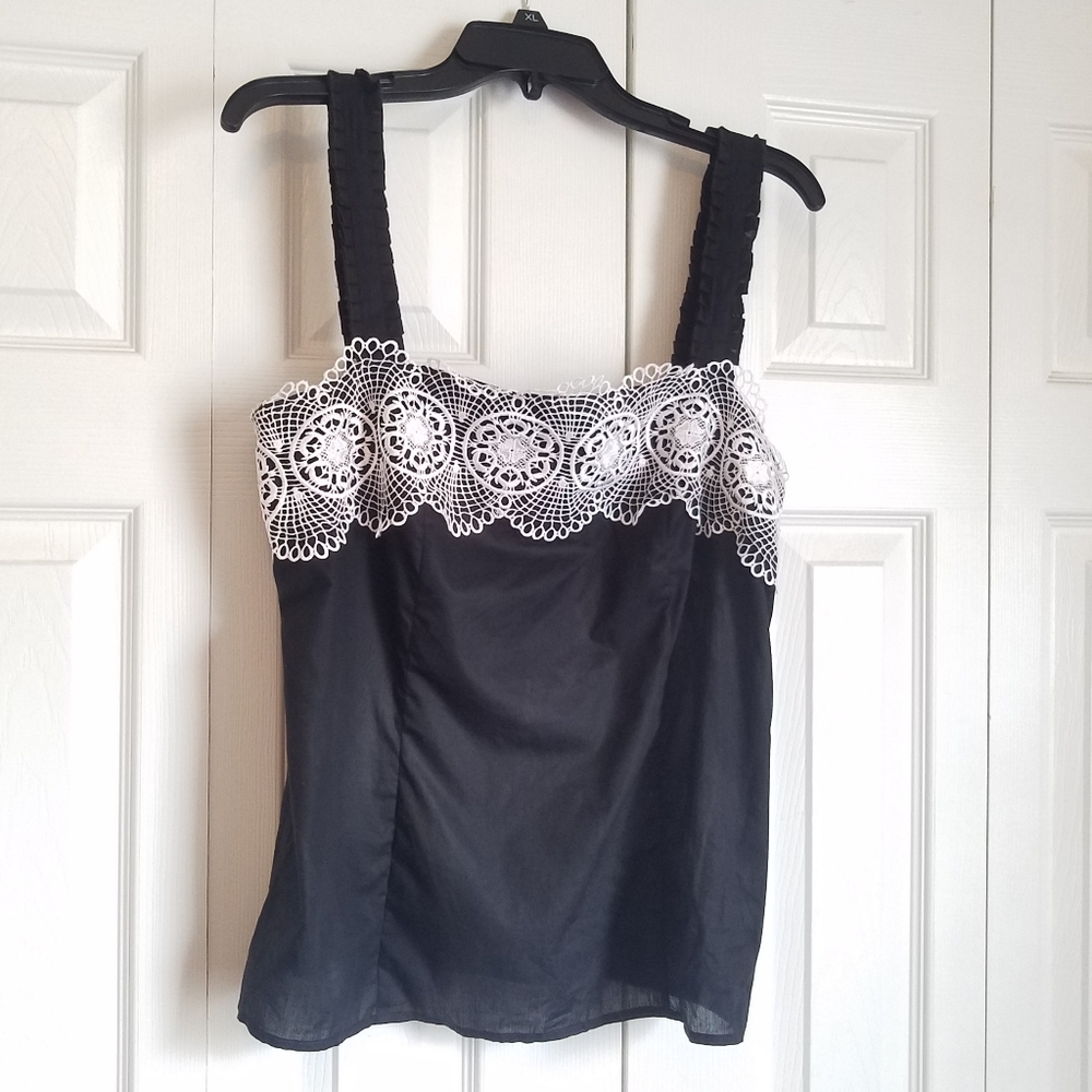 COPY - LOFT black and lace blouse